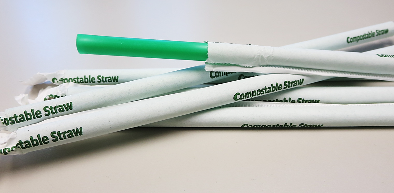CGJW4500GREE Cell-O-Core Compostable PLA Bio-polymer 7.75` Green Wrapped Straws